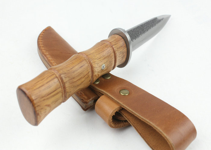 Pure Hand-made Bamboo Handle Fixed Blade Knife Camping Knife UDTEK01286